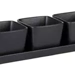 WENKO Snack & Dip Schalen Set, 4-teilig, 3 x 300 ml Schälchen mit Tablett