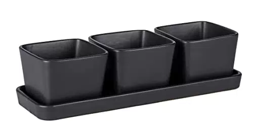 WENKO Snack & Dip Schalen Set, 4-teilig, 3 x 300 ml Schälchen mit Tablett