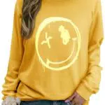 WIEIYM Damen Sweatshirt Langarmshirt Drucken Rundhals Pullover Herbst Winter Bluse Tops Weihnacht Pullover Casual Christmas Sweat Oberteile