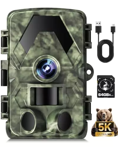 Wildkamera, 5K 60MP Wildtierkamera, 98FT 130 Weitwinkel Jagdkamera