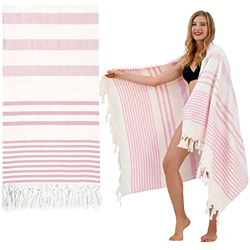 Winthome Strandtuch 180 x 100cm, Bambus-Baumwolle Hamamtuch Schnelltrocknend Saunahandtuch Weich Badetuch Strand Strandtücher Strandlaken Herren Damen