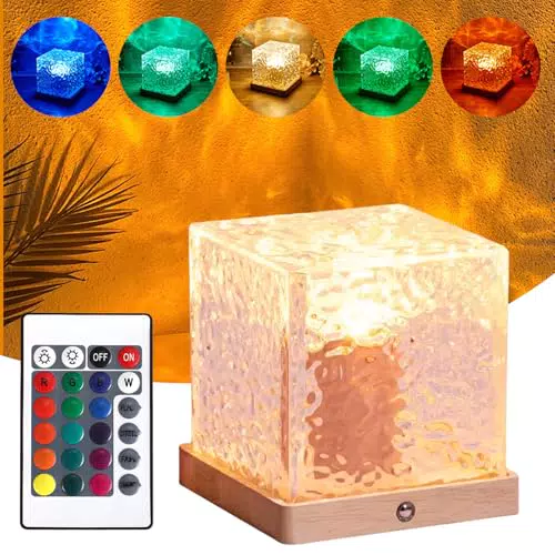 WIYETY Wave Lamp Mit Holzsockel, Quadrat Wasserwellen Lampe