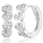 WOVEE Herz Creolen Ohrringe 11mm Herzohrringe Damen Mädchen Damenohrringe AAA Zirkonia Versilbert