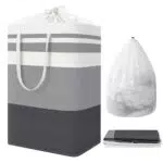 Wuciray 75L Wäschekorb Faltbar Großer Wäschesammler mit Griff Laundry Baskets Wasserdicht für Wäsche Kleidung Decken Kissen Spielzeug mit Herausnehmbaren Wäschesäcke Wäschetonne grau