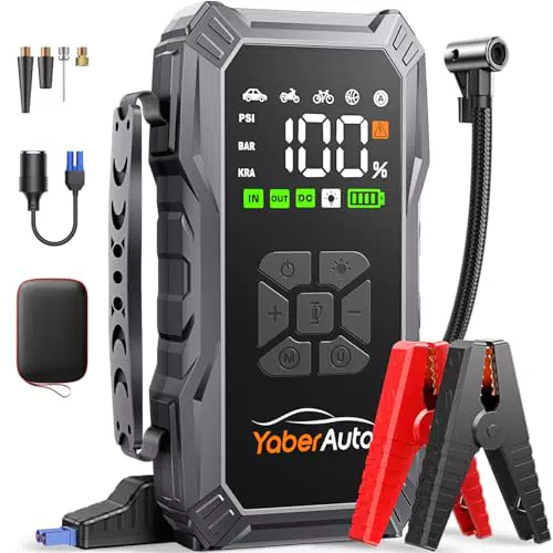 YaberAuto Starthilfe Powerbank mit Luftkompressor, 150PSI 5500A Auto Starthilfe