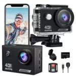 Yolansin 4K30FPS Action Cam mit 64GB SD Karte, Pre-Recording 20MP Unterwasserkamera
