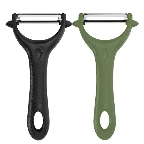 Yoosso 2 Stück Sparschäler, 14, 5×7, 5cm Schäler Gemüse Universalschäler Edelstahl Kartoffelschäler Spargelschäler für Gemüse Obst
