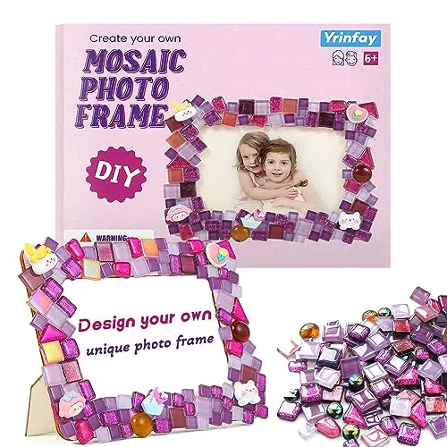Yrinfay Make Bilderrahmen Mosaiksets für Kinder - Basteln Mädchen 5 6 7 Jahre Mosaik - Bastelset Kinder ab 8 9 10 Holz - Geschenke für Mädchen 11 12 Kreativ Geburtstag