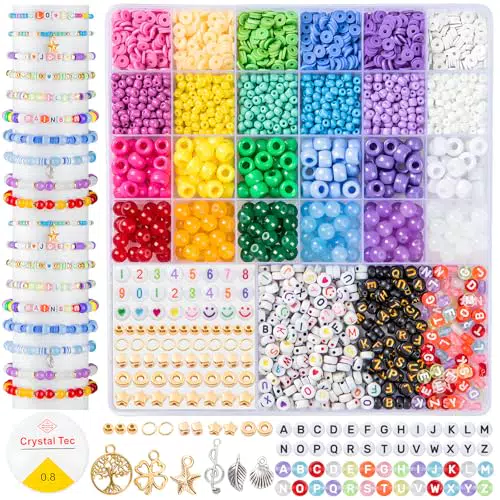 zenmag Perlen Set für Armbänder mit Tonperlen, 4 mm Perlen