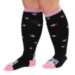 ZFSOCK Kompressionsstrümpfe Dicke Waden Herren: Stützstrümpfe Damen Medizinisch Kompressionssocken 20-30mmhg Übergröße Männer Frauen Reisestrümpfe 3XL Katze Rosa 1 Paar