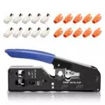 ZHITING Crimpzange Netzwerkstecker Set, Crimpzange rj45 mit 10*Cat 7 Cat6A Lan Stecker