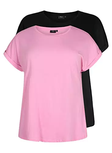 Zizzi Damen T-Shirt Große Größen mit Rundhalsausschnitt aus Baumwolle
