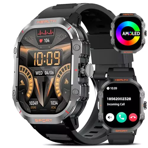Smartwatch Herren 2024 - 2,01" AMOLED, Fitnessuhr mit NFC und Herzfrequenzmesser