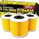 3 Filter für Kärcher Staubsauger 3 Rundfilter + 3 Verschluss-Schrauben für Allergiker gegen Feinstaub/Gerüche von 1ELEMENT