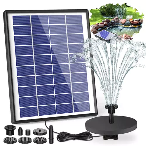 AISITIN Solar Springbrunnen mit 6 Fontänenstilen für Garten und Teich