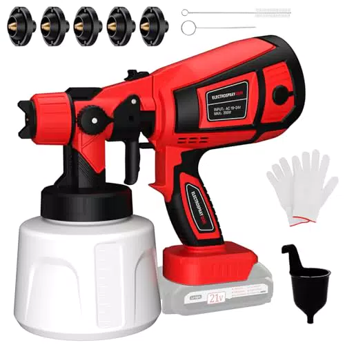 Akku Farbsprühsystem 21V mit 1000ML Behälter und 5 Düsen für DIY Malerei