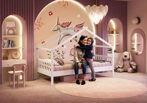 Alcube® Helia Hausbett - TÜV-zertifiziertes Kinderbett mit Rolllattenrost