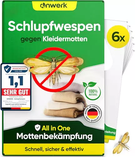 anwerk Schlupfwespen gegen Kleidermotten - 6 Karten - Effektiv Kleider Motten bekämpfen - Alternative zur Mottenfalle