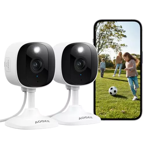 AOQEE 2K Überwachungskamera WLAN Innen/Außen mit App, IP65 wasserdicht, Alexa