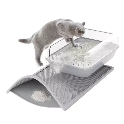 ASOBEAGE Katzenstreu-Matte - Doppellagiges Wabendesign, wasserdicht und rutschfest