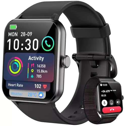 Blackview Smartwatch mit Telefonfunktion, 100+ Sportmodi, Puls- und Schlafmonitor