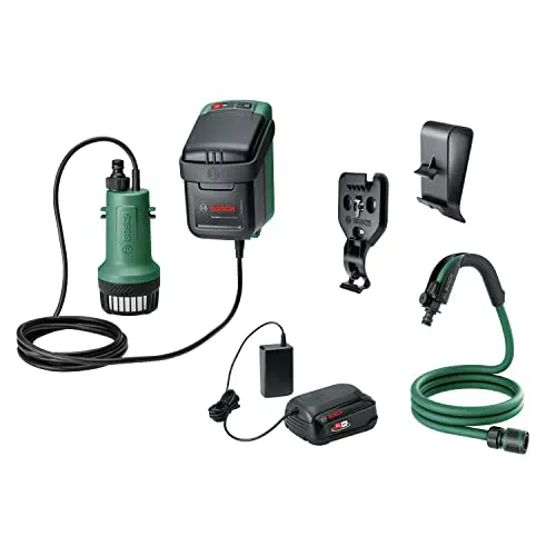 Bosch GardenPump 18V-2000 Tauchpumpe mit Akku und Ladegerät für Regenwasser