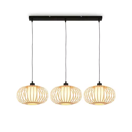 BRILONER Bambus Pendelleuchte für das Wohnzimmer – Deckenlampe im Boho-Stil