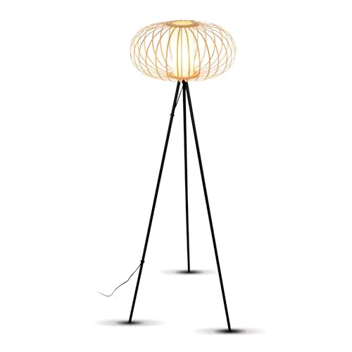 Briloner Stehlampe Holz – Leselampe für Wohnzimmer und Schlafzimmer Deko