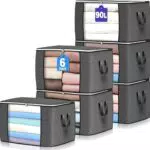 Budding Joy 6 Stück 90L Aufbewahrungstasche, Aufbewahrungsbox mit Deckel Große