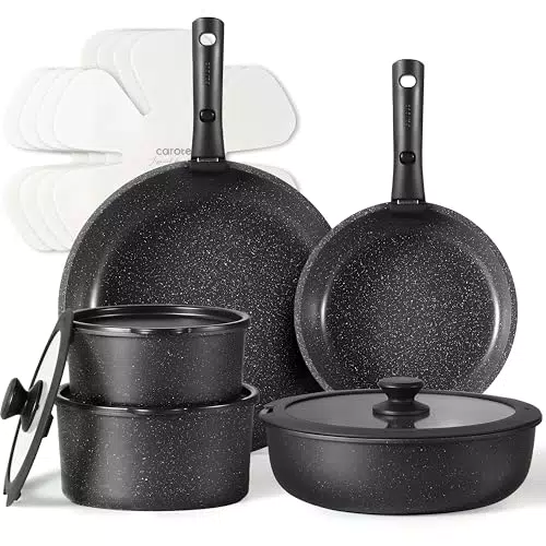 CAROTE Topfset mit abnehmbaren Griffen, antihaft, induktionsgeeignet