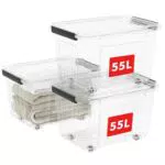 Cetomo C5038 Aufbewahrungsbox Stapelbar Klarsichtbehälter 55L, Kunststoff