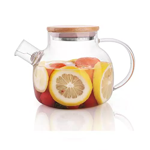 CnGlass Teekanne Glas mit Bambusdeckel 600ML/20, 3OZ