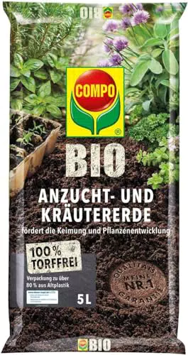 COMPO BIO Anzuchterde für Kräuter und Jungpflanzen – Torffrei, Blumenerde