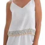Dagi Damen V-Ausschnitt Floral Slim Fit Tanktop Set