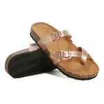 Damen Pantoletten mit Fußbett - Bequeme Zehentrenner Sandalen für Sommer