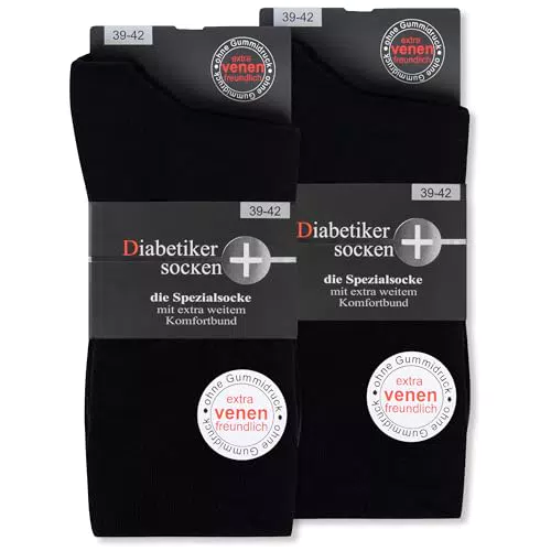 "Diabetiker Socken aus 97% Baumwolle ohne Gummi und Naht für Damen & Herren mit Komfortbund"