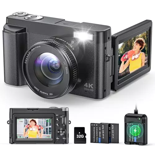 [Marke] Digitalkamera 4K 48MP mit 16x Zoom und 3" Klappdisplay für Einsteiger