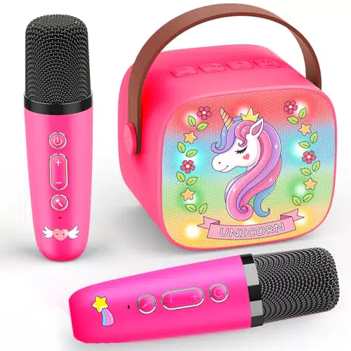 Karaoke Maschine für Mädchen 3-12 Jahre mit 2 Mikrofonen - Spaß und Musik!