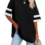 Ebifin Damen Oversize T Shirt Rundhals Kurzärmeliges Tops Casual Lockere Basic Sommer Tee Shirts Bluse.Schwarz