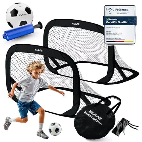 ELANI Faltbare Fußballtore für Kinder mit stabilen Heringen für sicheren Stand