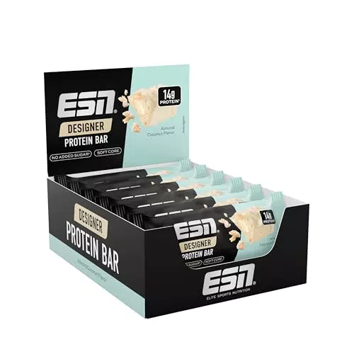 ESN Designer Bar Box, Hazelnut Nougat, 12 x 45 g, der ideale Snack mit bis zu 14 g Protein pro Riegel - made in Germany