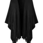 Ferand Damen Poncho Offene Vorderseite mit Taschen, Weiche Strick-Cape