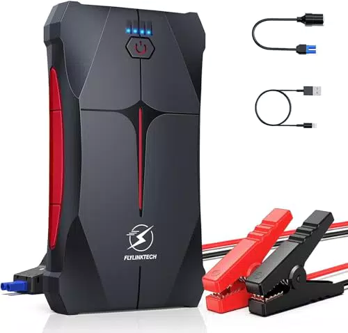 FLYLINKTECH Starthilfe Powerbank 4500A 13200mAh 12V für Benzin- und Dieselmotoren