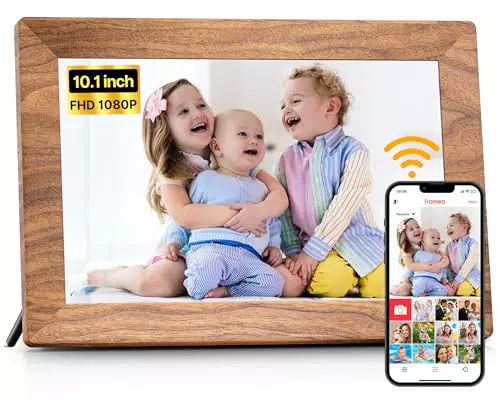 FRAMEO Digitaler Bilderrahmen WLAN 10,1 Zoll mit 32GB Speicher und Touchscreen