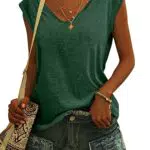 GeGekoko Damen T-Shirt Kurzarm V-Ausschnitt Flügelärmeln Oberteile Blusen Sommer Casual Lose Tank Top Basic Mädchen Tops Weiss