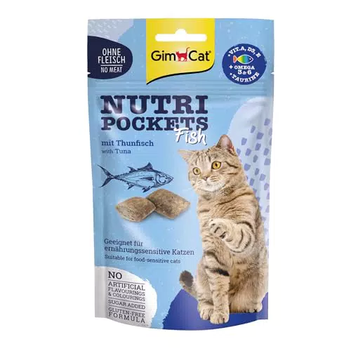 GimCat Nutri Pockets Thunfisch - Knuspriger Katzensnack mit funktionalen Inhaltsstoffen