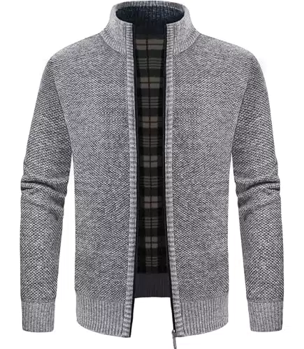 GLESTORE Herren Strickjacke Cardigan Trachtenjacke Fleecejacke Winter