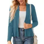 GRACE KARIN Damen Strickjacke mit elastischem Saum und Raffung, langärmelig