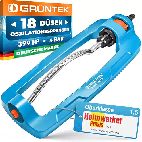 GRÜNTEK Viereckregner mit Turbo-Motor für bis zu 399 m² Bewässerungsfläche