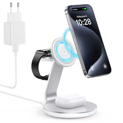 HERRBOL 3-in-1-Ladestation für Apple-Geräte, Magsafe-Ladeständer für iPhone16 15 14 13 12 Pro/Max/Plus/Mini